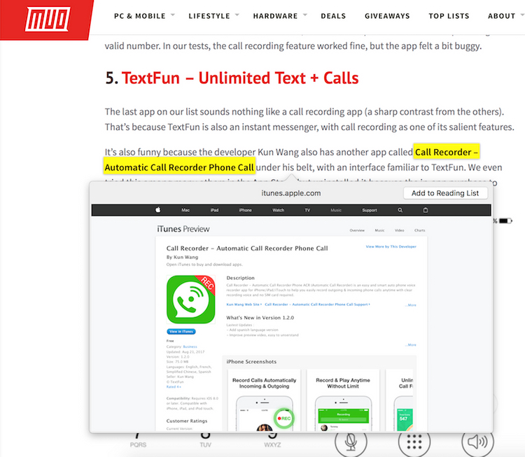 Safari中的超链接预览 Safari中的超链接预览