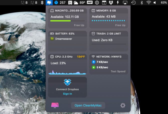 菜单中访问CleanMyMac X 菜单中访问CleanMyMac X