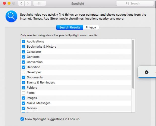 Mac Spotlight首选项 Mac Spotlight首选项