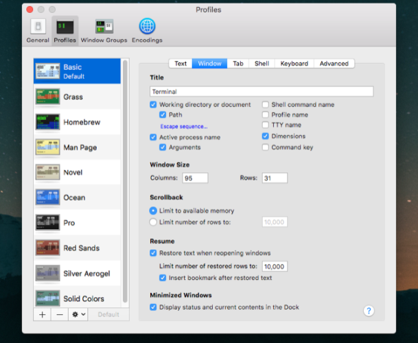 自定义终端窗口属性 自定义终端窗口属性