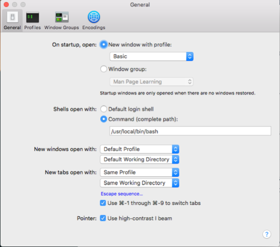 通过首选项更改终端外壳 通过首选项更改终端外壳