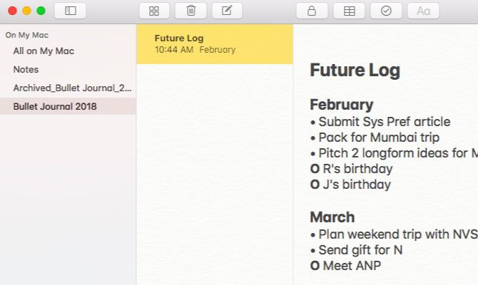 苹果笔记在Mac上的项目符号日记 苹果笔记在Mac上的项目符号日记