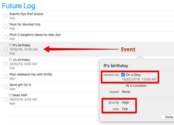 在Mac上使用项目符号日记提醒 在Mac上使用项目符号日记提醒