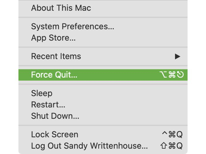 从菜单栏强制退出应用 从菜单栏强制退出应用