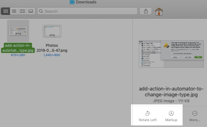 所选Finder项目的快速操作按钮 所选Finder项目的快速操作按钮