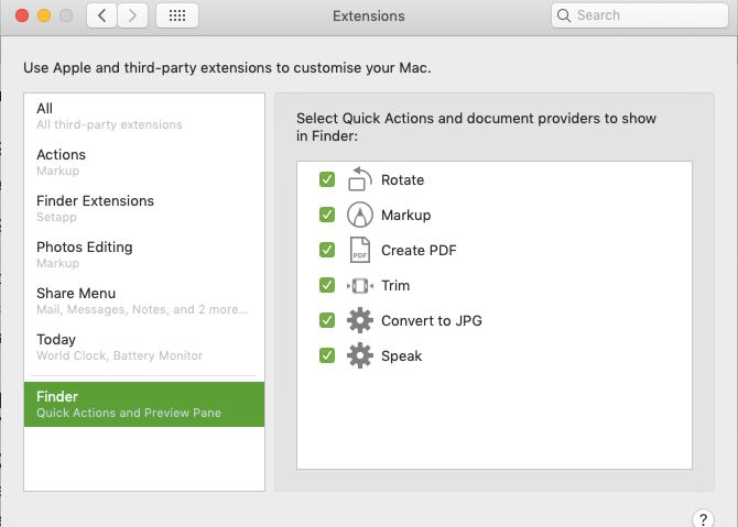 从macOS上的系统偏好设置切换Finder中快速动作的可见性 从macOS上的系统偏好设置切换Finder中快速动作的可见性