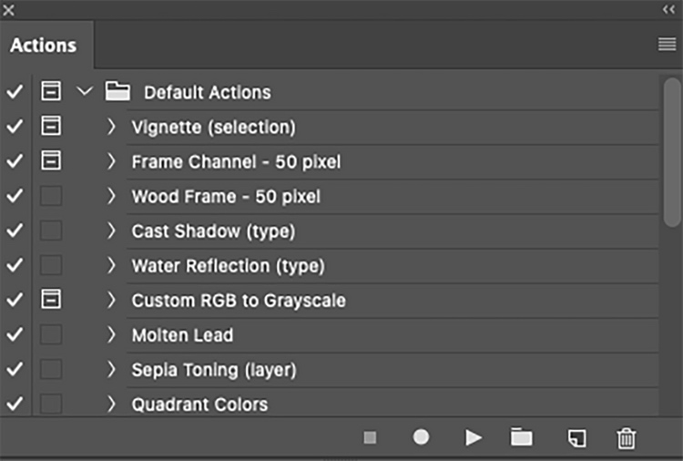 Photoshop中的“动作”窗口 Photoshop中的“动作”窗口
