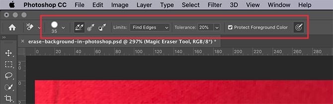 在 Photoshop 中调整背景橡皮擦设置 在 Photoshop 中调整背景橡皮擦设置