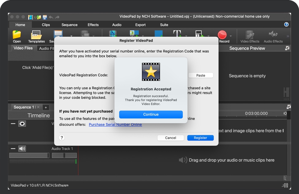 VideoPad激活完成 VideoPad激活完成