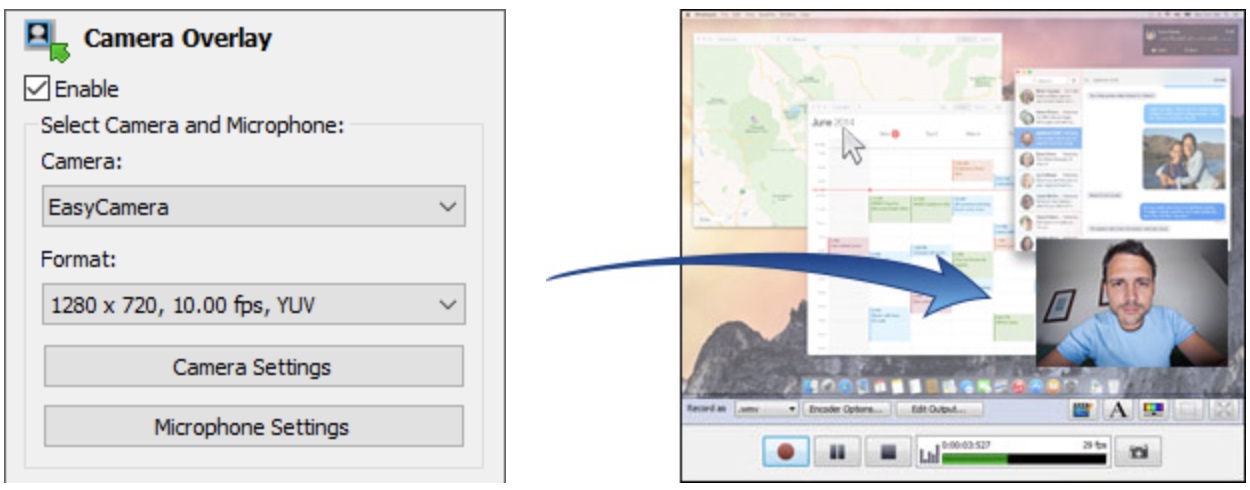 使用视频覆盖同时录制屏幕和网络摄像头 使用视频覆盖同时录制屏幕和网络摄像头