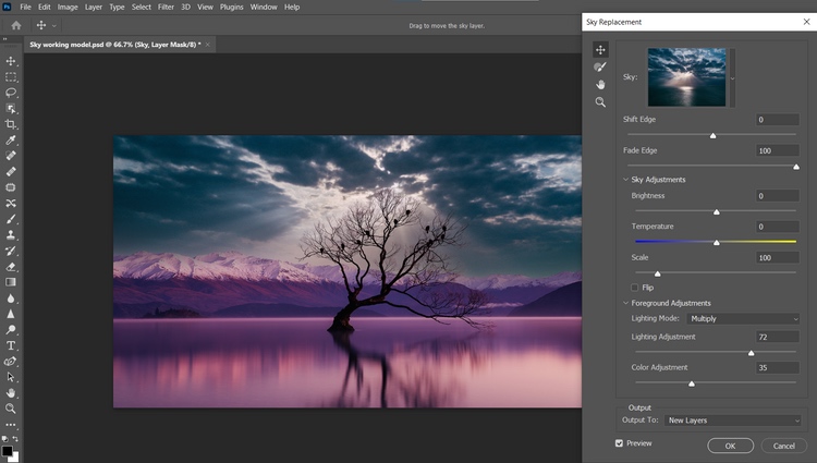 调整天空替换滑块来尝试 调整天空替换滑块来尝试