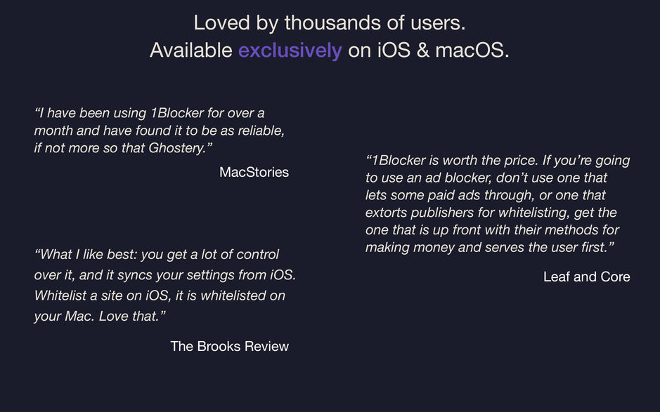 1Blocker for Mac v1.4.8 广告拦截工具 破解版下载
