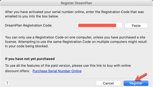 点击注册窗口上的“Past”把序列号粘贴完成后点击“Register”按钮。 点击注册窗口上的“Past”把序列号粘贴完成后点击“Register”按钮。