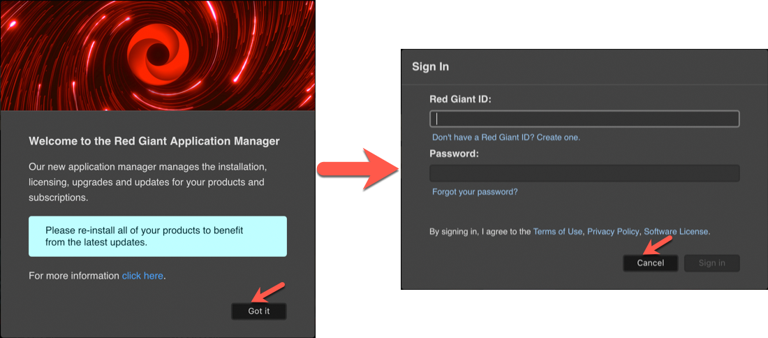 取消登录Red Giant VFX Suite 取消登录Red Giant VFX Suite